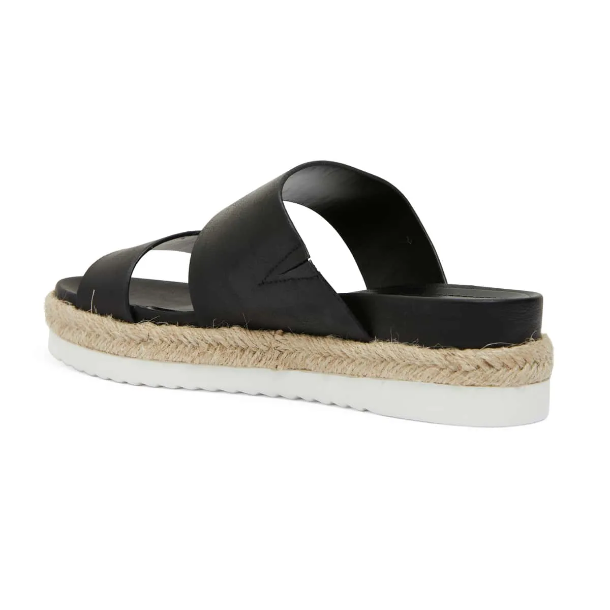 Wagon Espadrille in Black Smooth