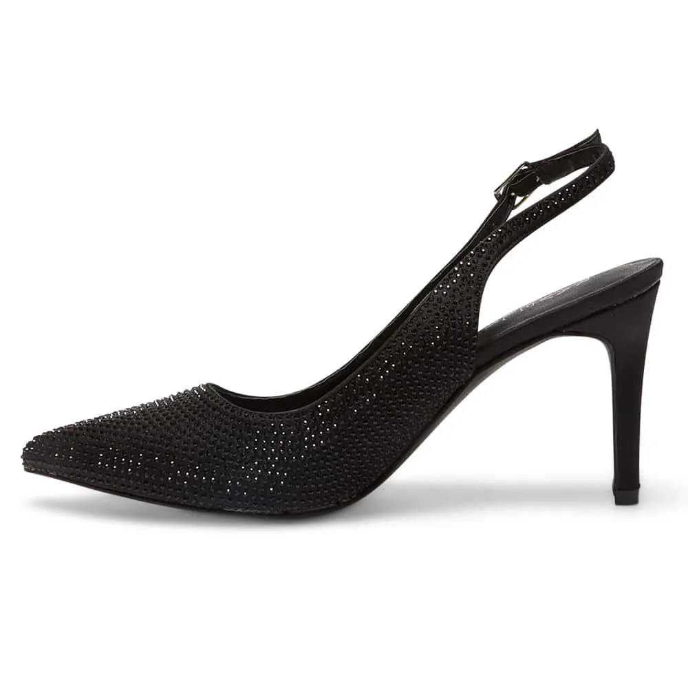 Whitney Heel in Black Satin