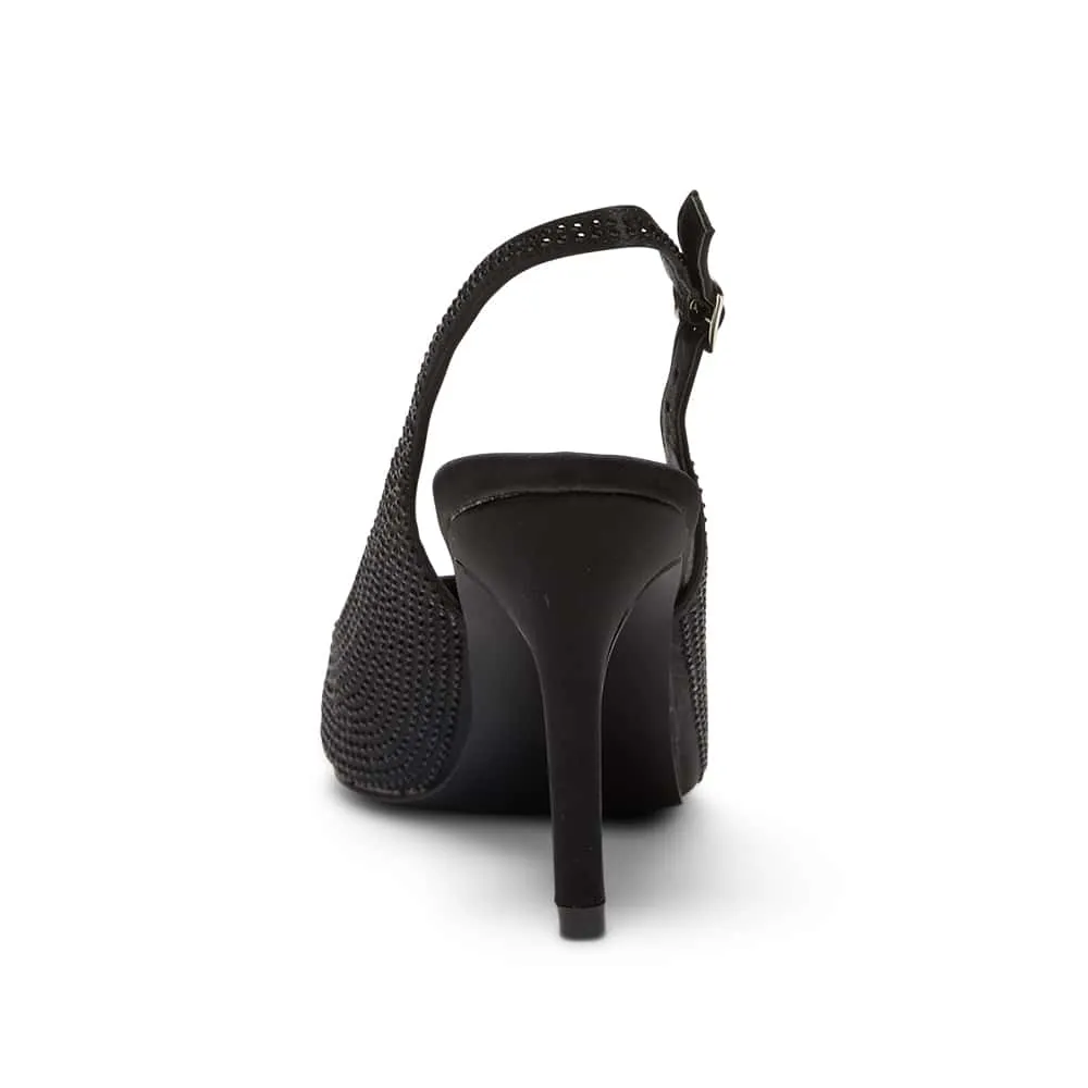 Whitney Heel in Black Satin