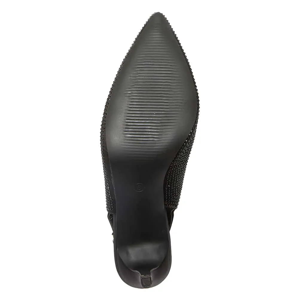 Whitney Heel in Black Satin