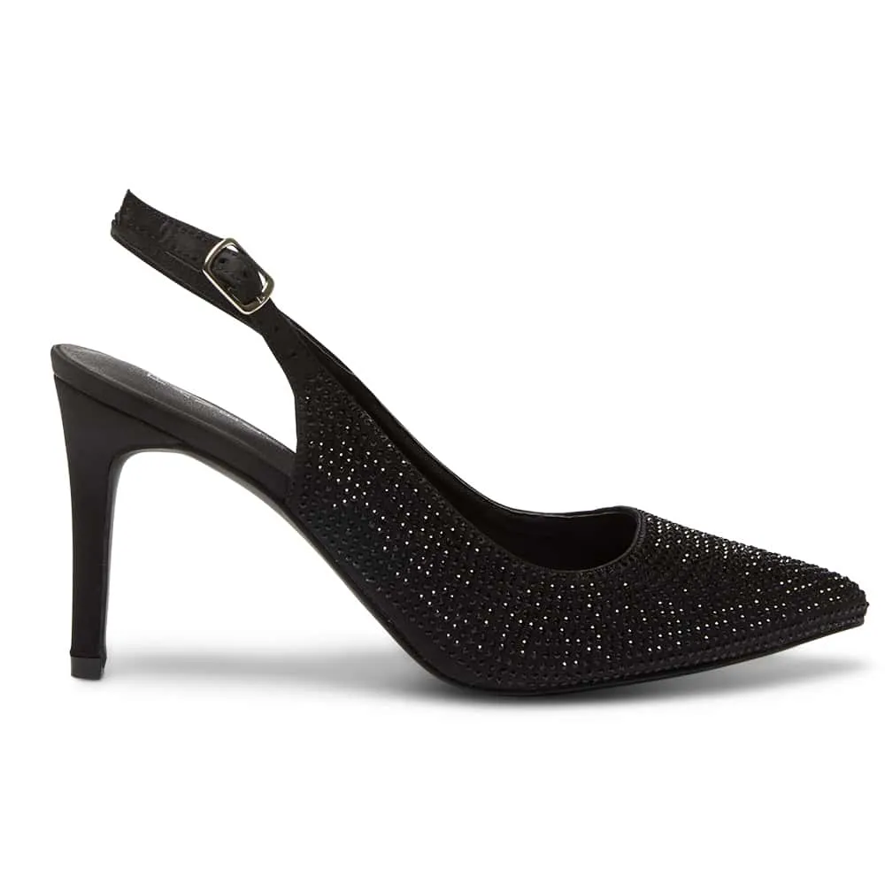 Whitney Heel in Black Satin