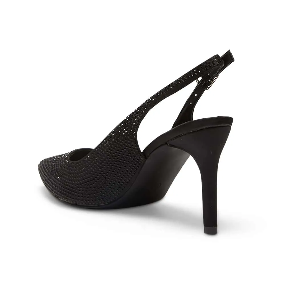 Whitney Heel in Black Satin