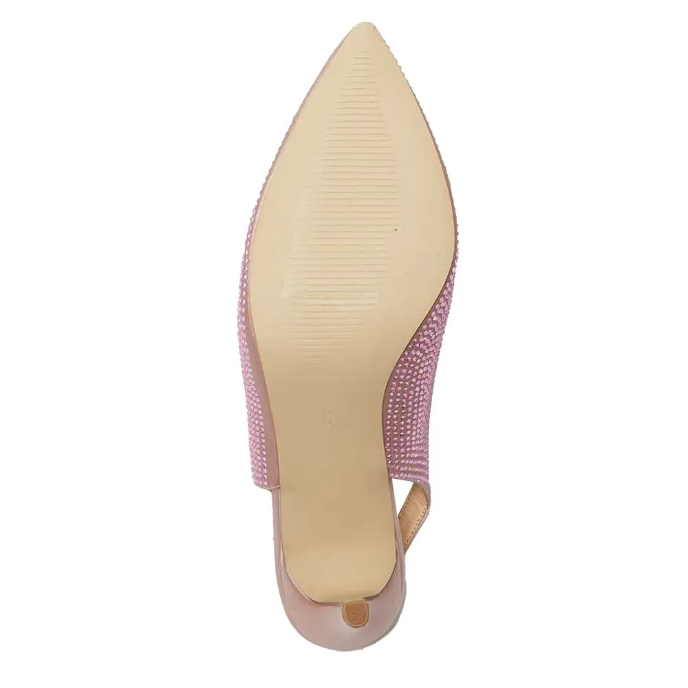 Whitney Heel in Pink Satin