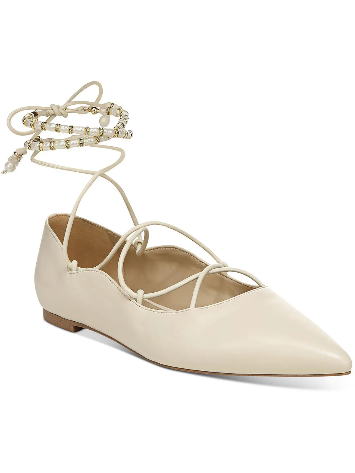 Winslet Womens Leather Lace-Up Ballet Flats