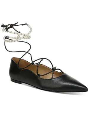 Winslet Womens Leather Lace-Up Ballet Flats