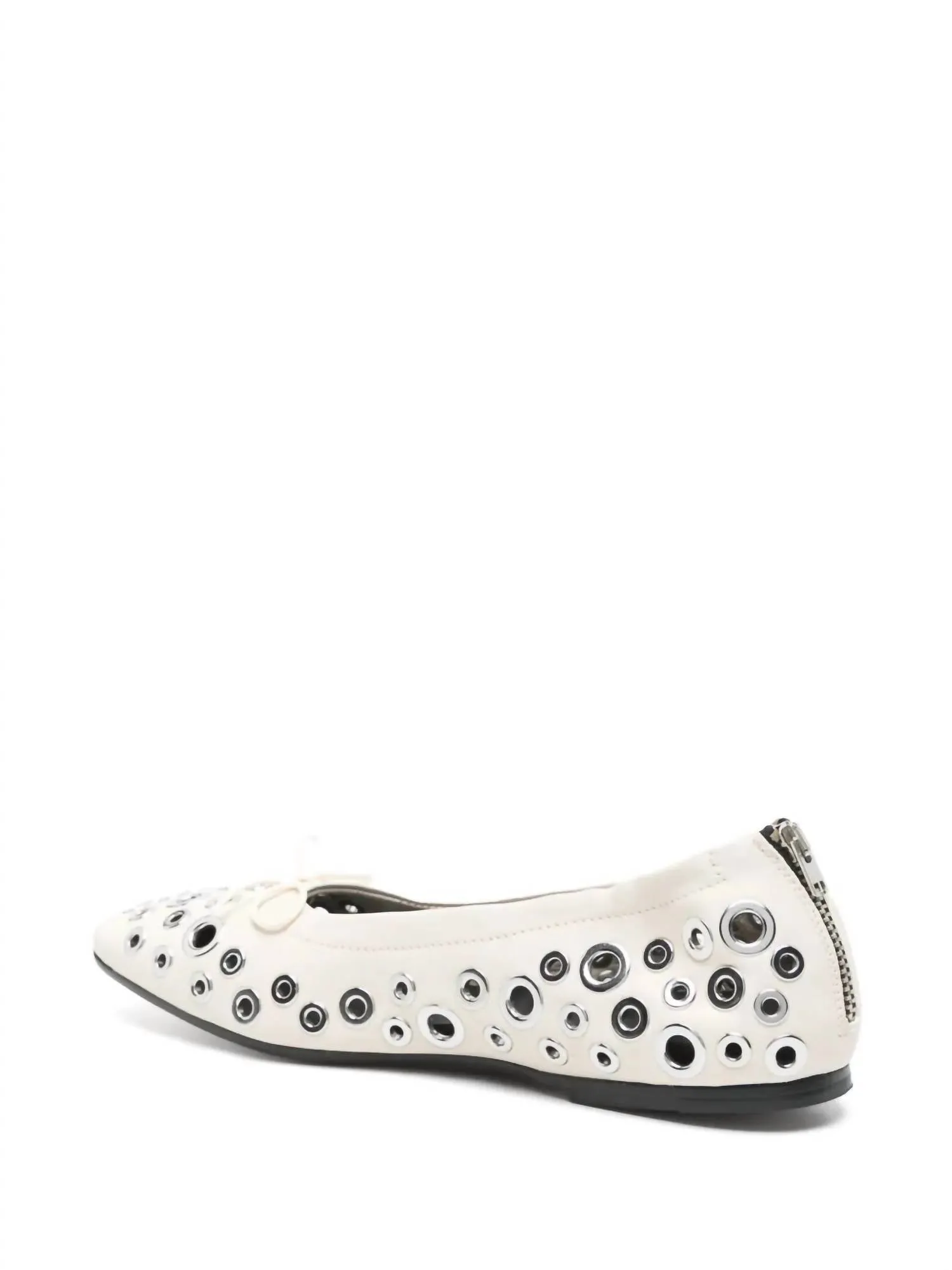 Women's Amy Eyelet Zip Ballet Flat Shoes In Butter