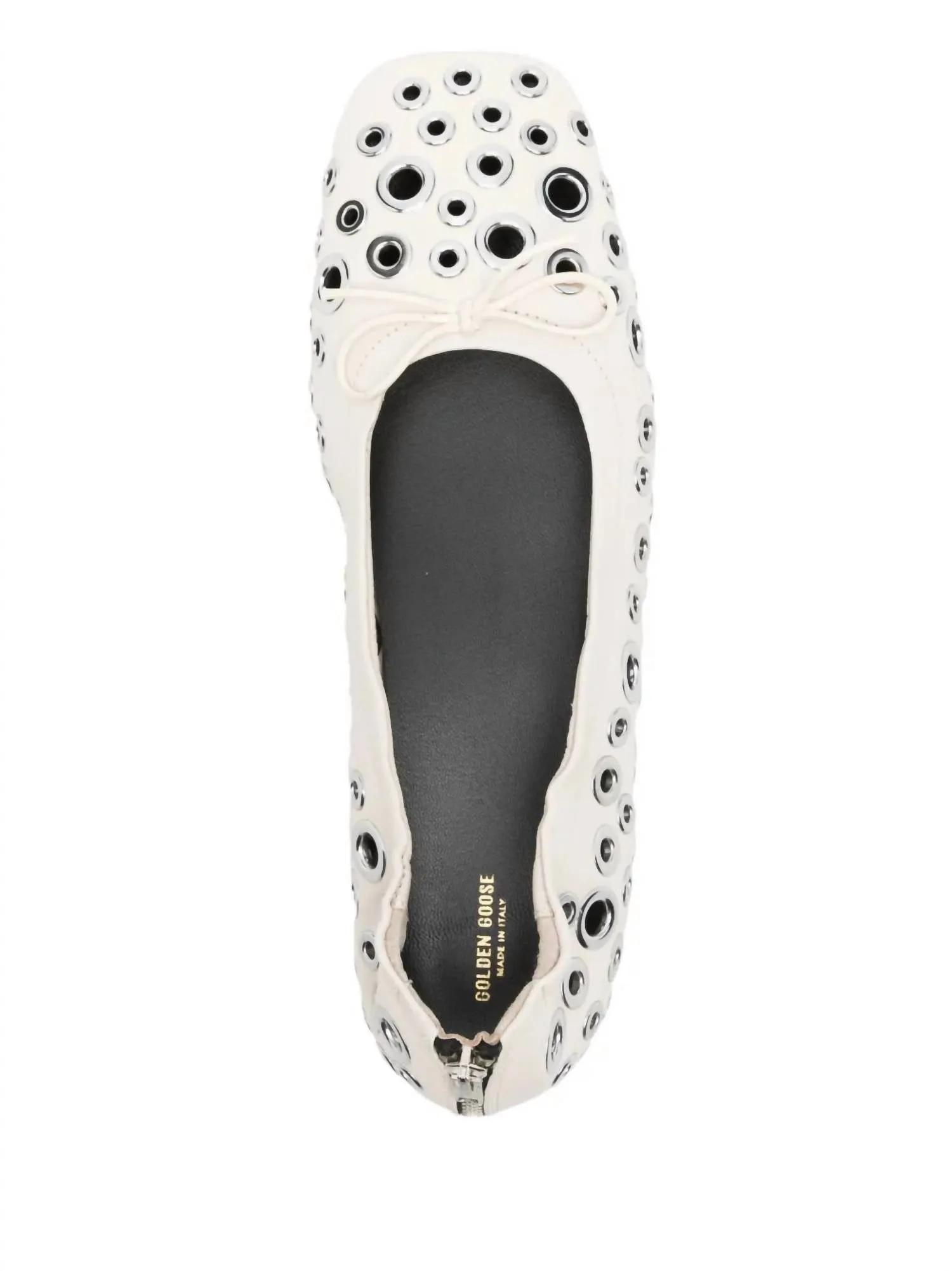 Women's Amy Eyelet Zip Ballet Flat Shoes In Butter