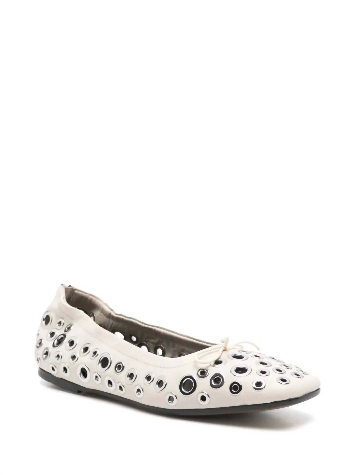 Women's Amy Eyelet Zip Ballet Flat Shoes In Butter