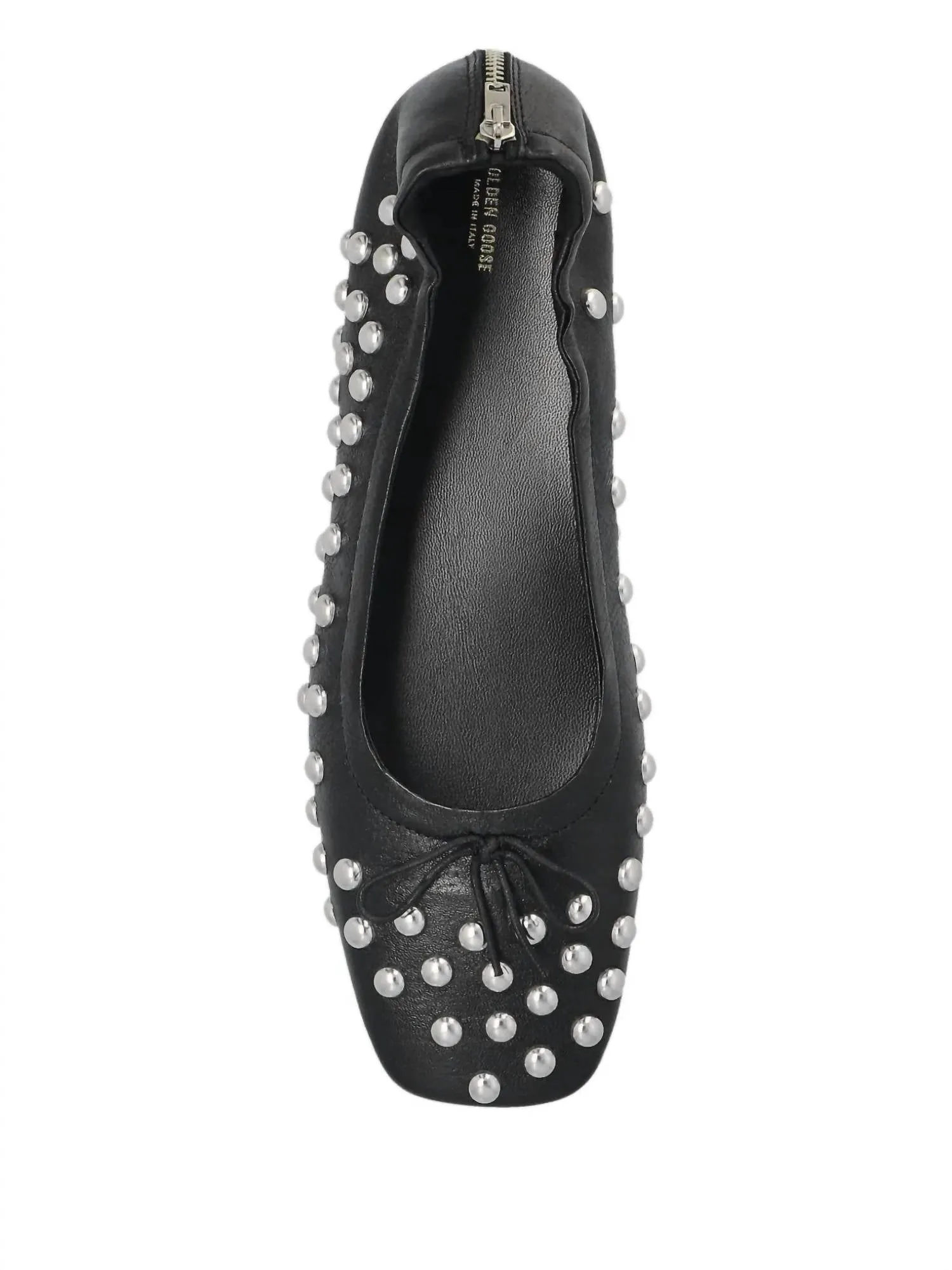 Women's Amy Stud Zip Ballet Flat Shoes In Black
