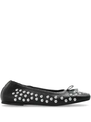 Women's Amy Stud Zip Ballet Flat Shoes In Black