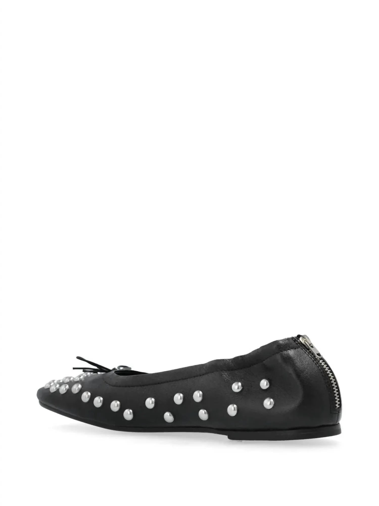 Women's Amy Stud Zip Ballet Flat Shoes In Black