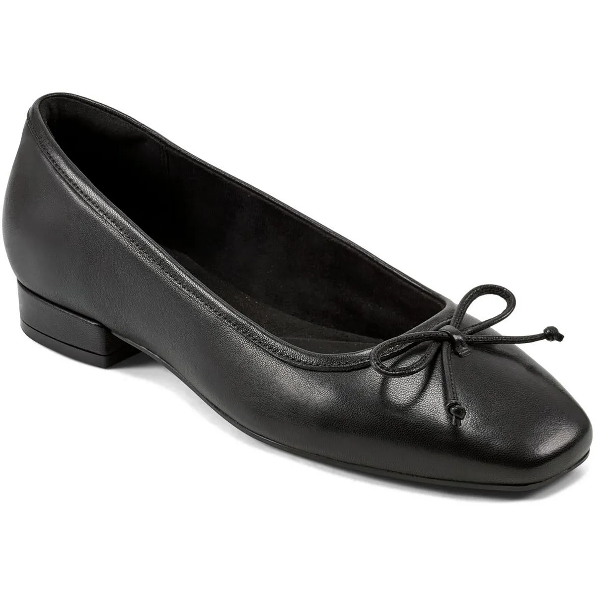 Womens Bow Leather Ballet Flats