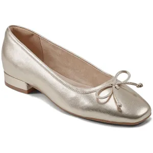 Womens Bow Leather Ballet Flats