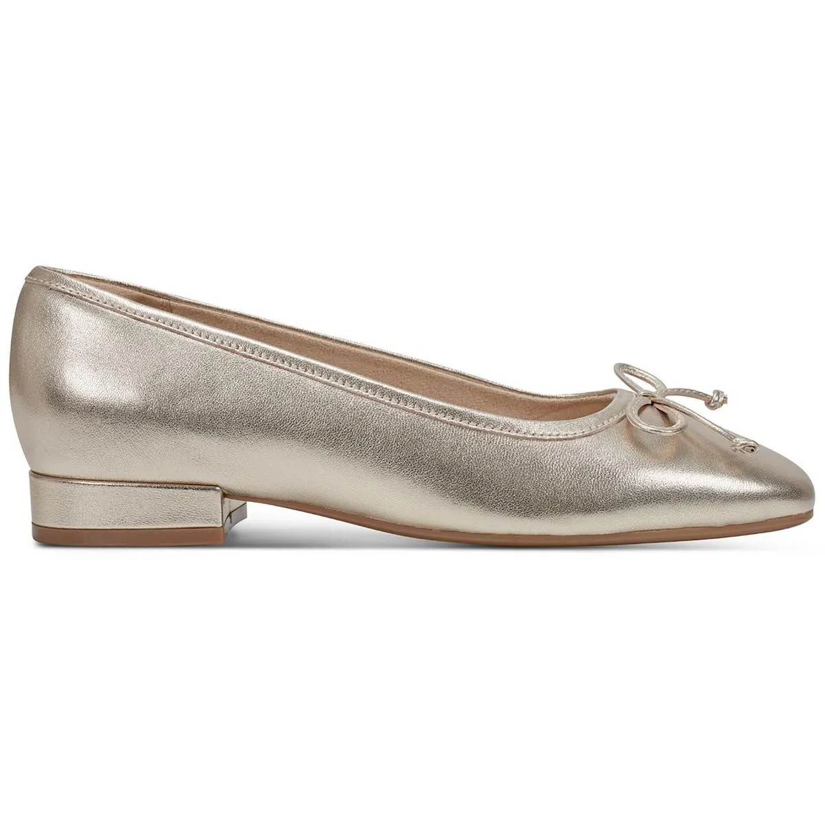 Womens Bow Leather Ballet Flats