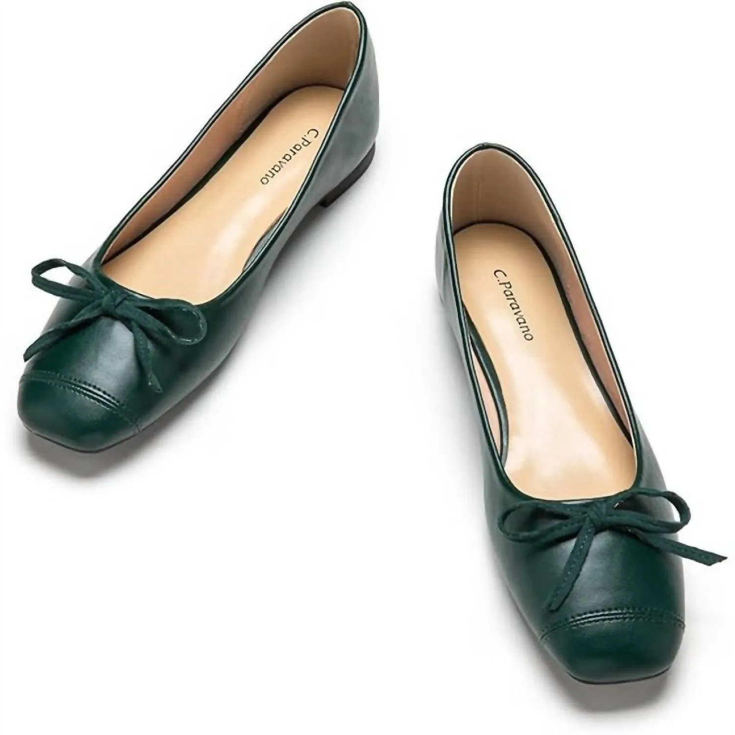 Women's Elena Cap-Toe Ballet Flats In Dark Green