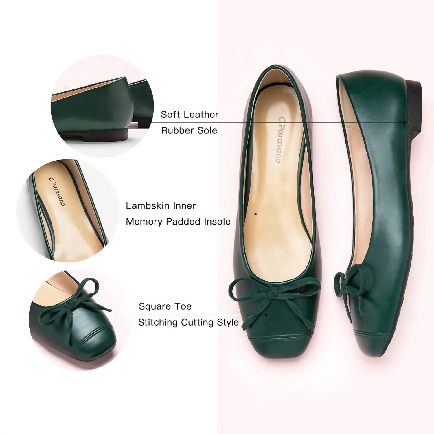 Women's Elena Cap-Toe Ballet Flats In Dark Green