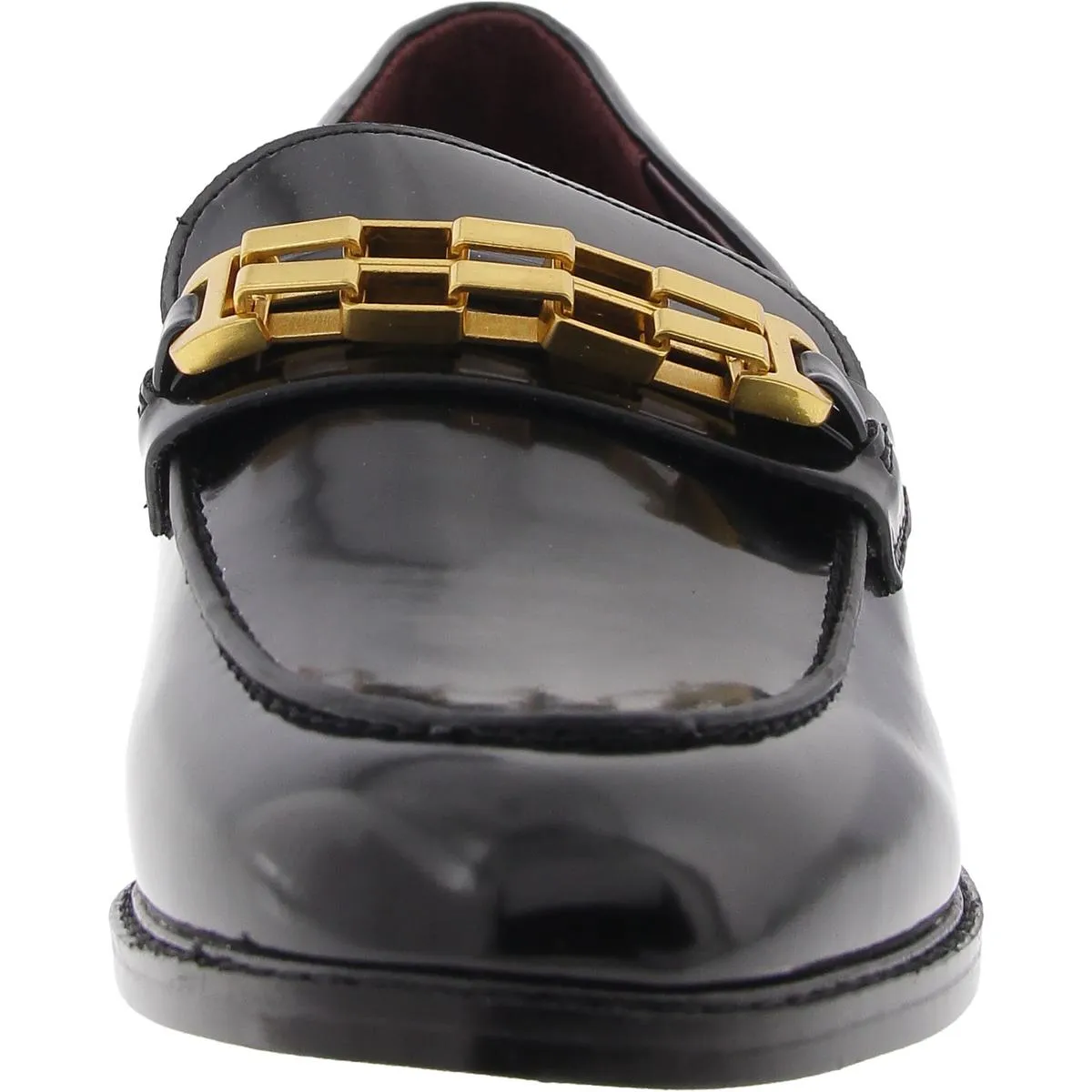 Womens Embellished Faux Leather Loafers