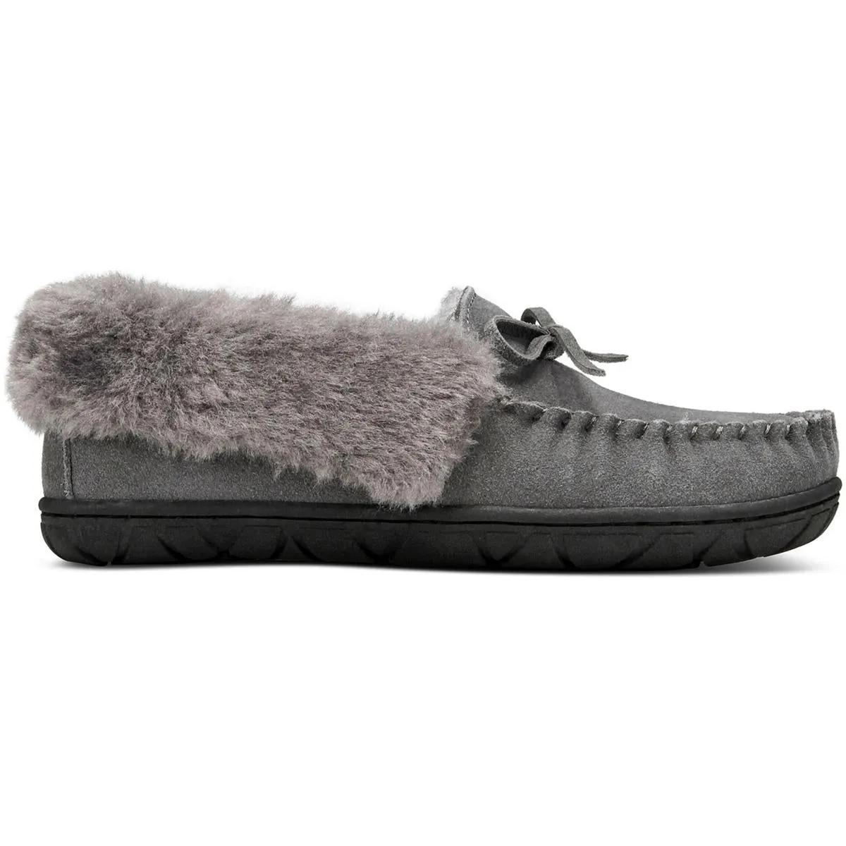 Womens Faux Fur Lined Suede Moccasins