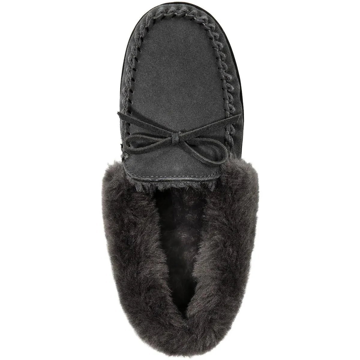 Womens Faux Fur Lined Suede Moccasins