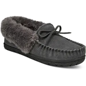 Womens Faux Fur Lined Suede Moccasins