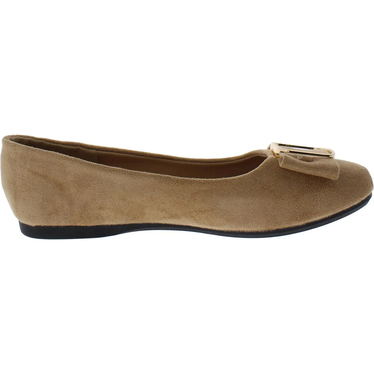 Womens Faux Suede Slip-On Ballet Flats