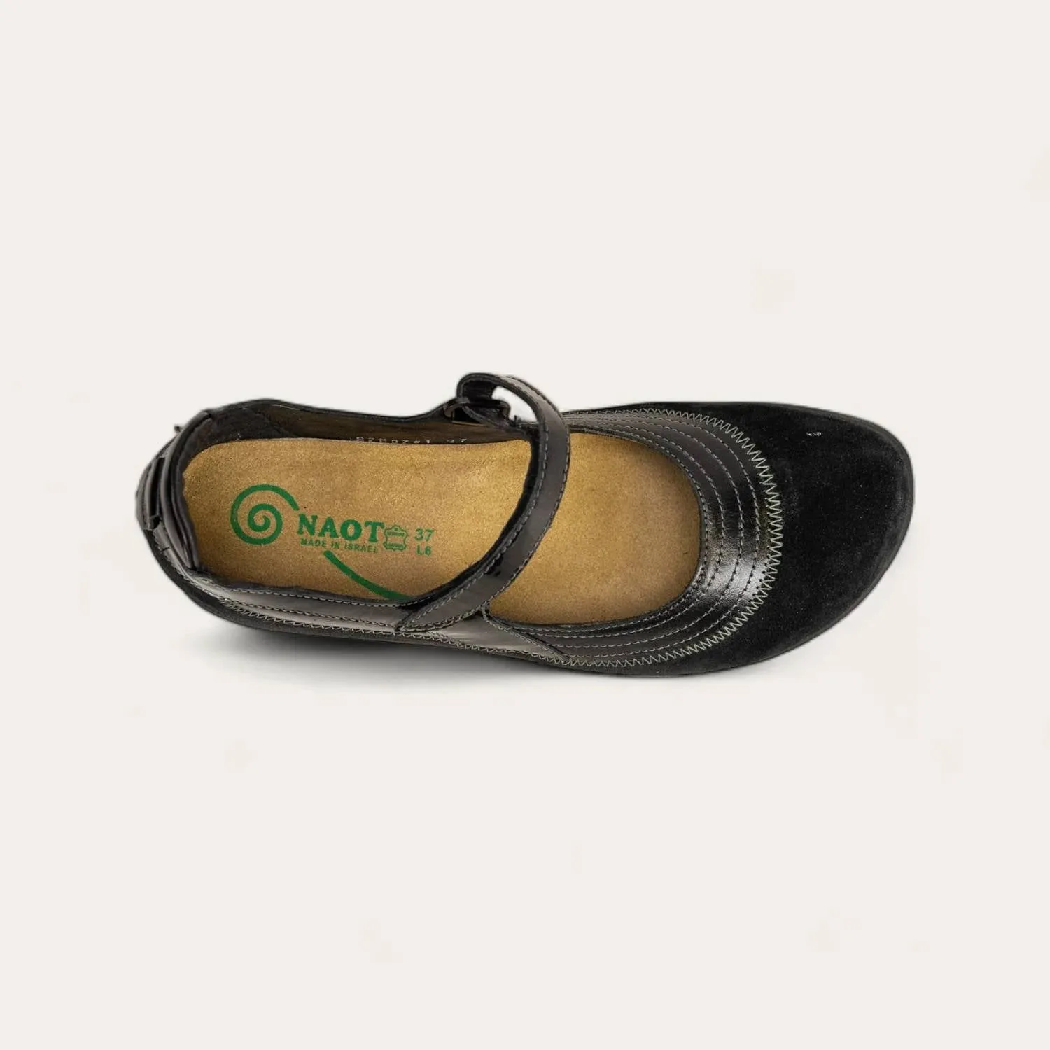 Women's Kirei Mary Jane Shoes - Medium In Black Madras/black Suede/black Patent
