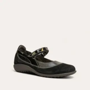 Women's Kirei Mary Jane Shoes - Medium In Black Madras/black Suede/black Patent