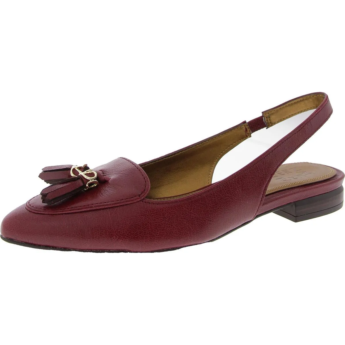 Womens Leather Tassel Slingbacks