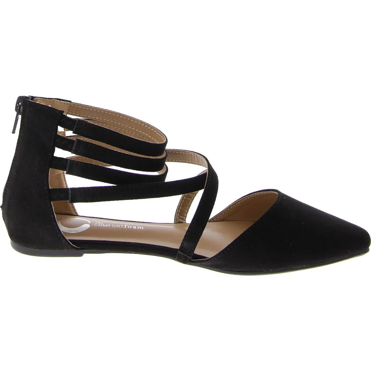 Womens Pointed Toe Slip On Ankle Strap