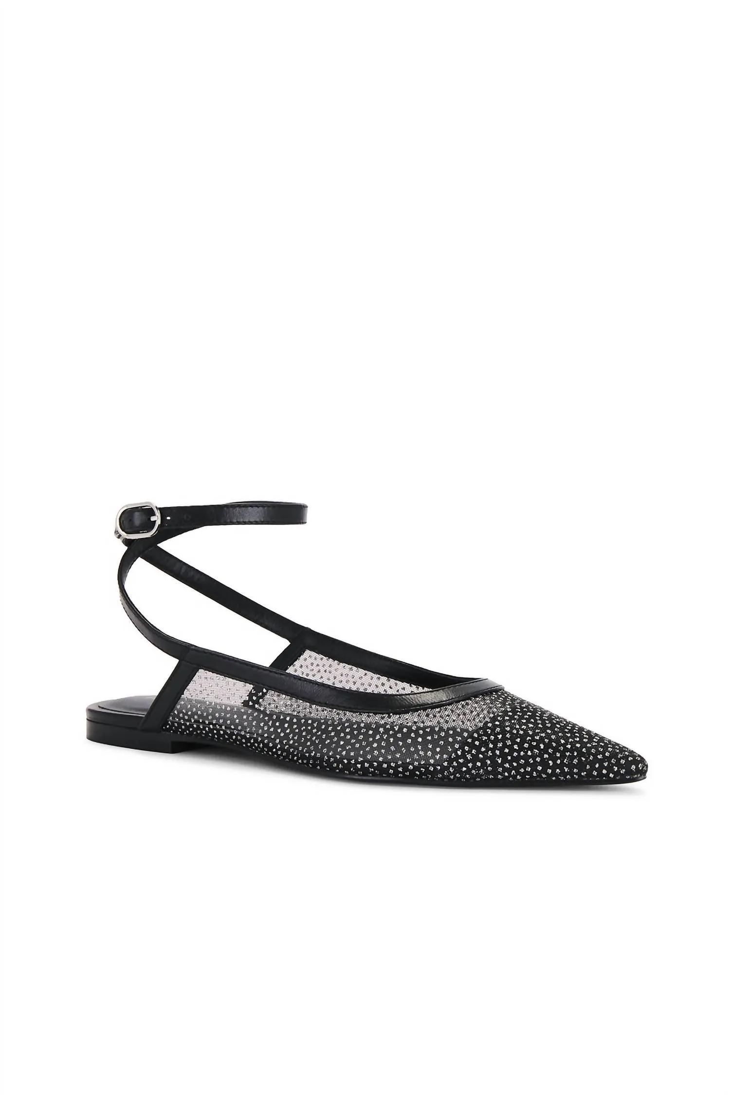 Women's Sheer Glitter Jules Flat In Black