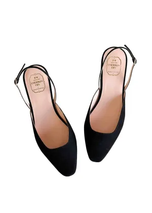 Women's Slingback Flat In Black Suede