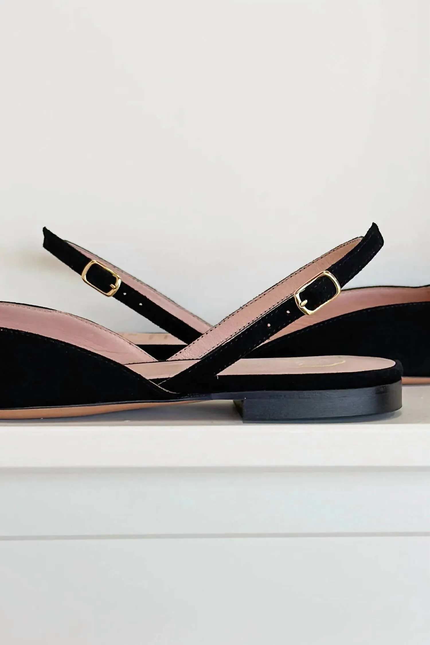 Women's Slingback Flat In Black Suede