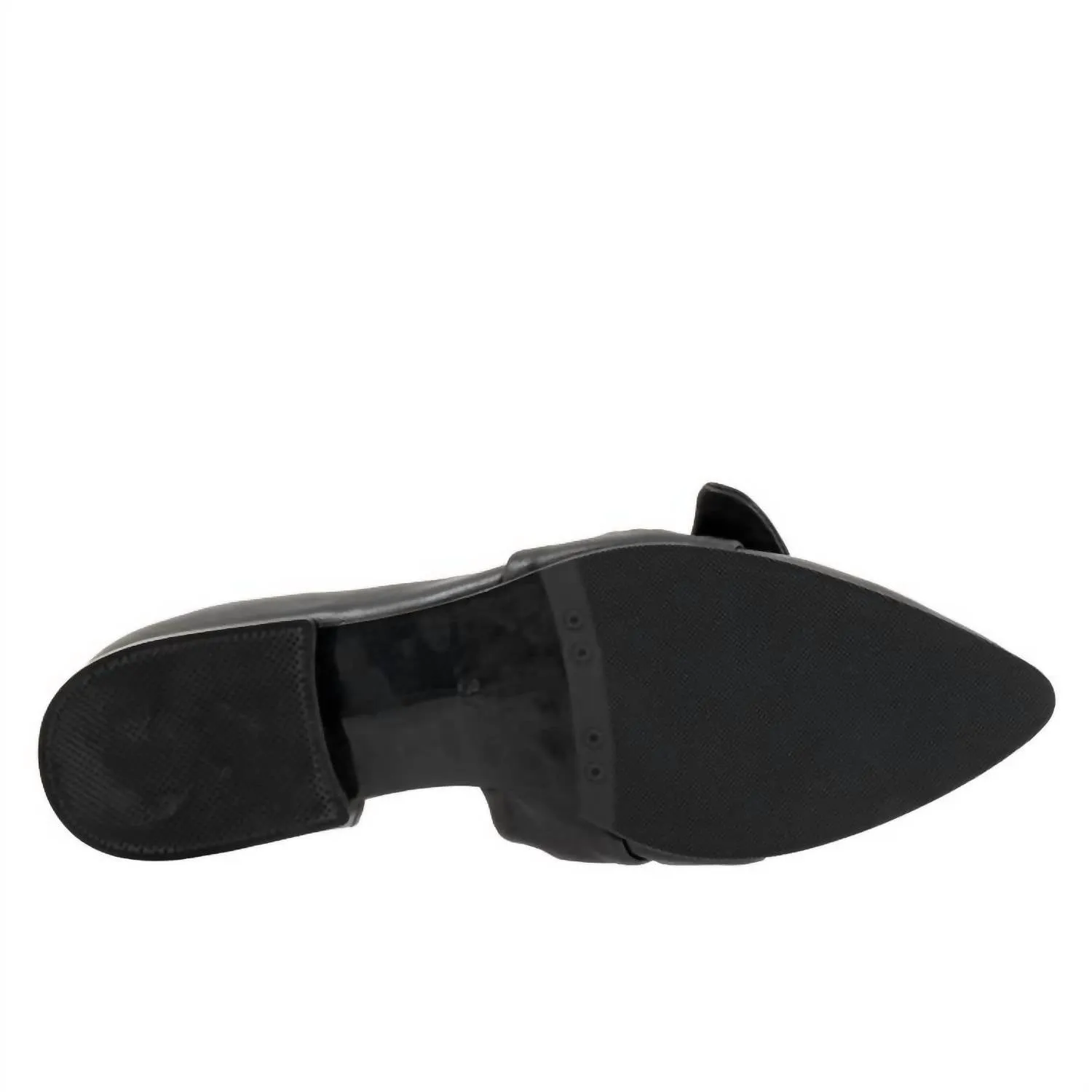 Women's Smooth Leather Flat Shoes In Black
