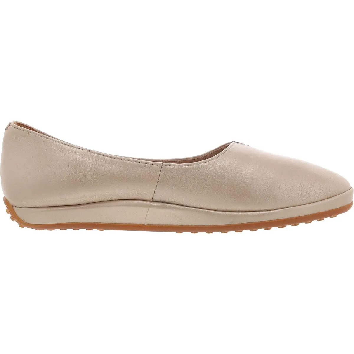 Womens Solid Leather Ballet Flats