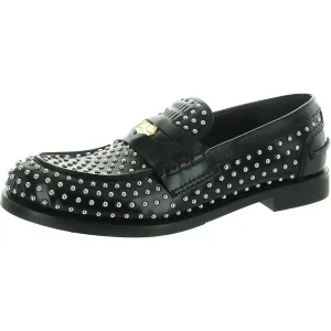 Womens Studded Leather Loafers