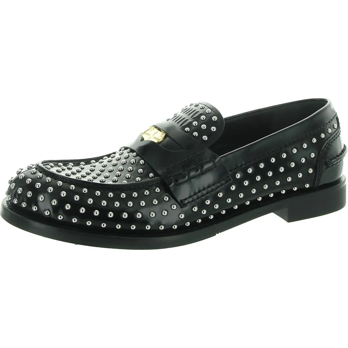 Womens Studded Leather Loafers