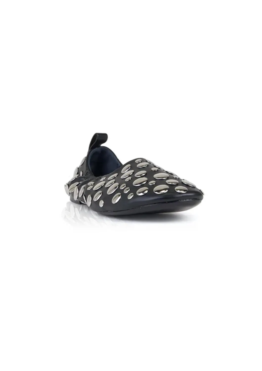 Women's Studded Riad Flat Shoe In Black