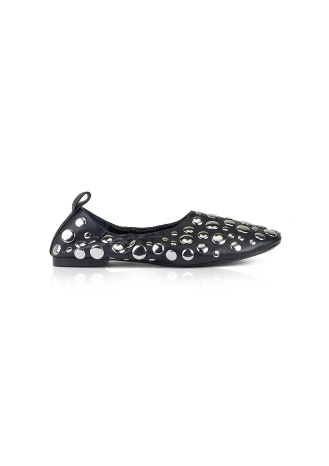 Women's Studded Riad Flat Shoe In Black