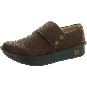 Womens Textured Leather Flat Shoes