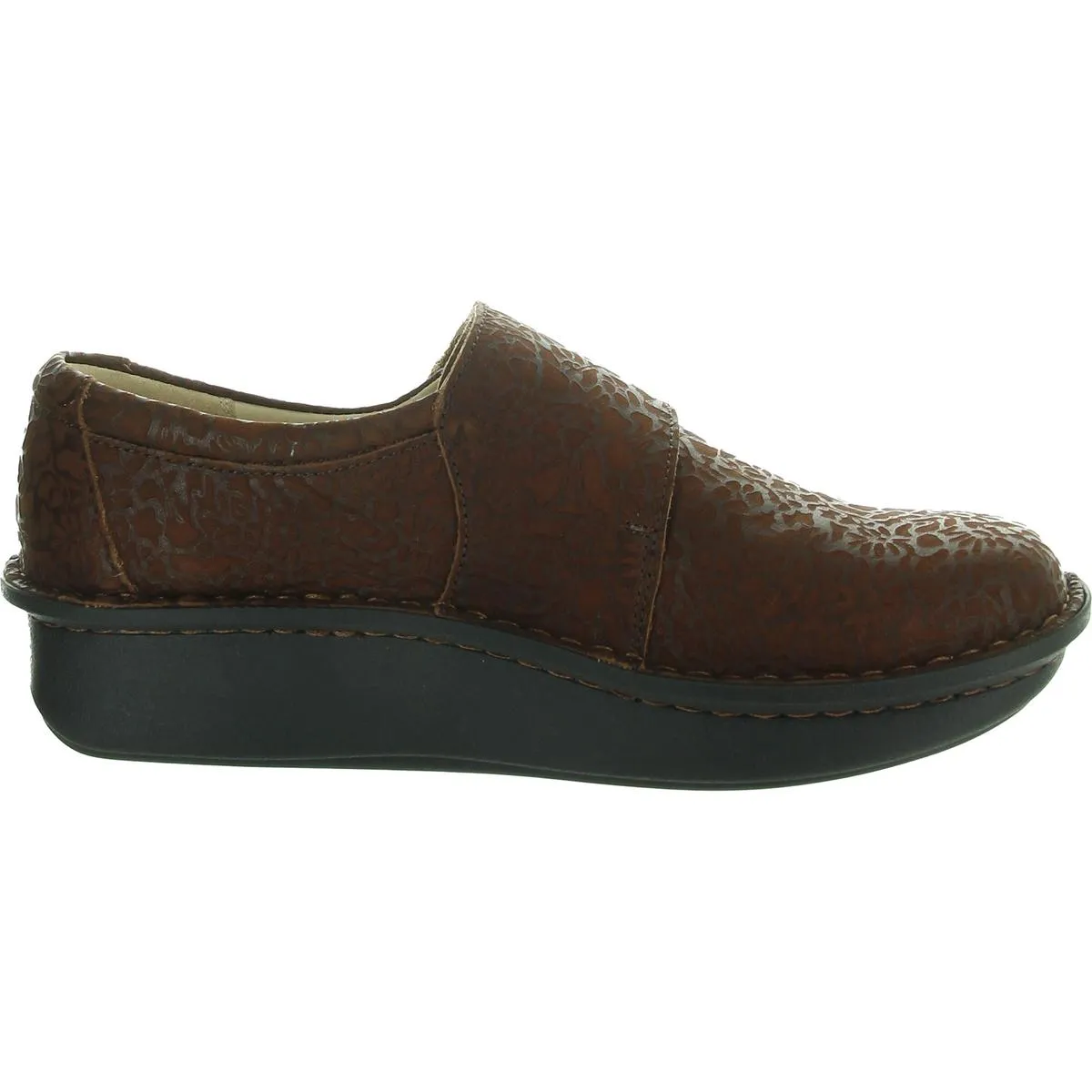 Womens Textured Leather Flat Shoes