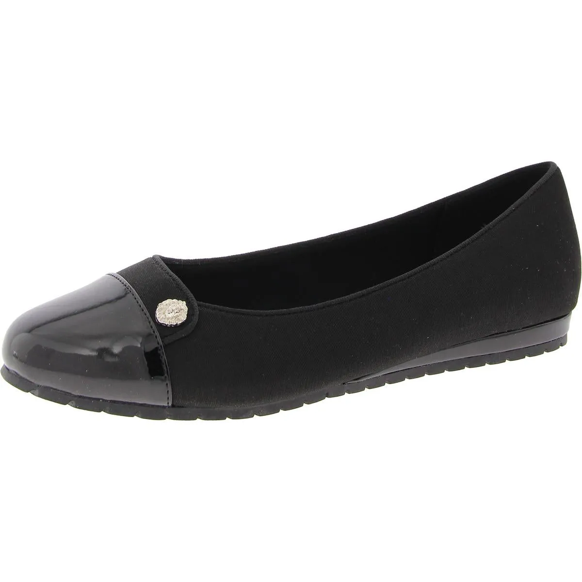 Womens Toe Cap Patent Ballet Flats