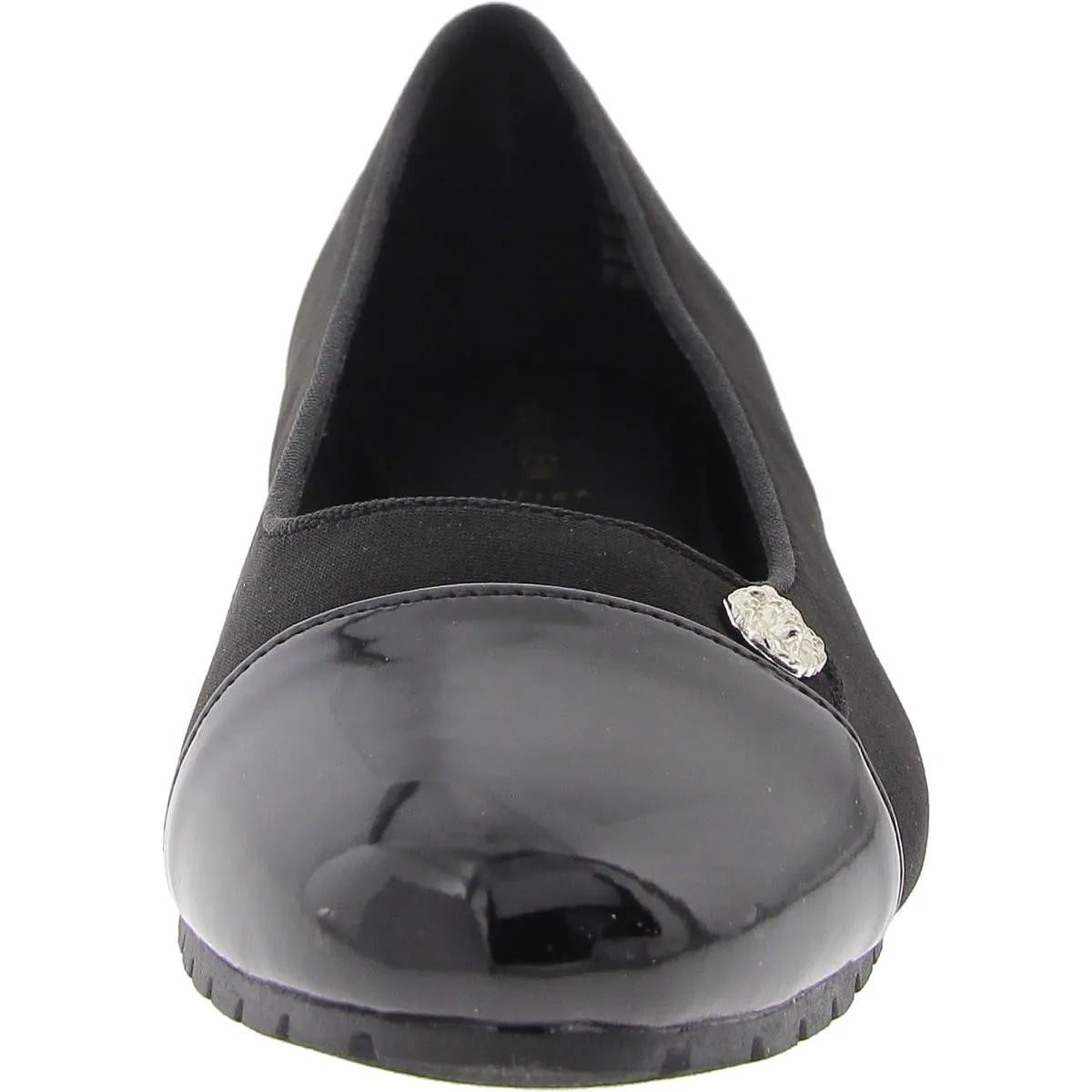 Womens Toe Cap Patent Ballet Flats