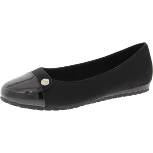Womens Toe Cap Patent Ballet Flats