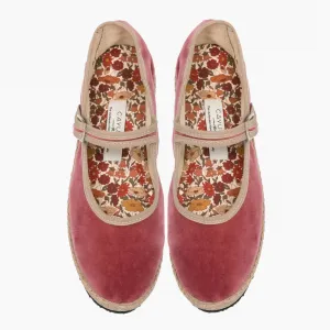 Women's Velvet Mary Jane Shoes In Soft Pink