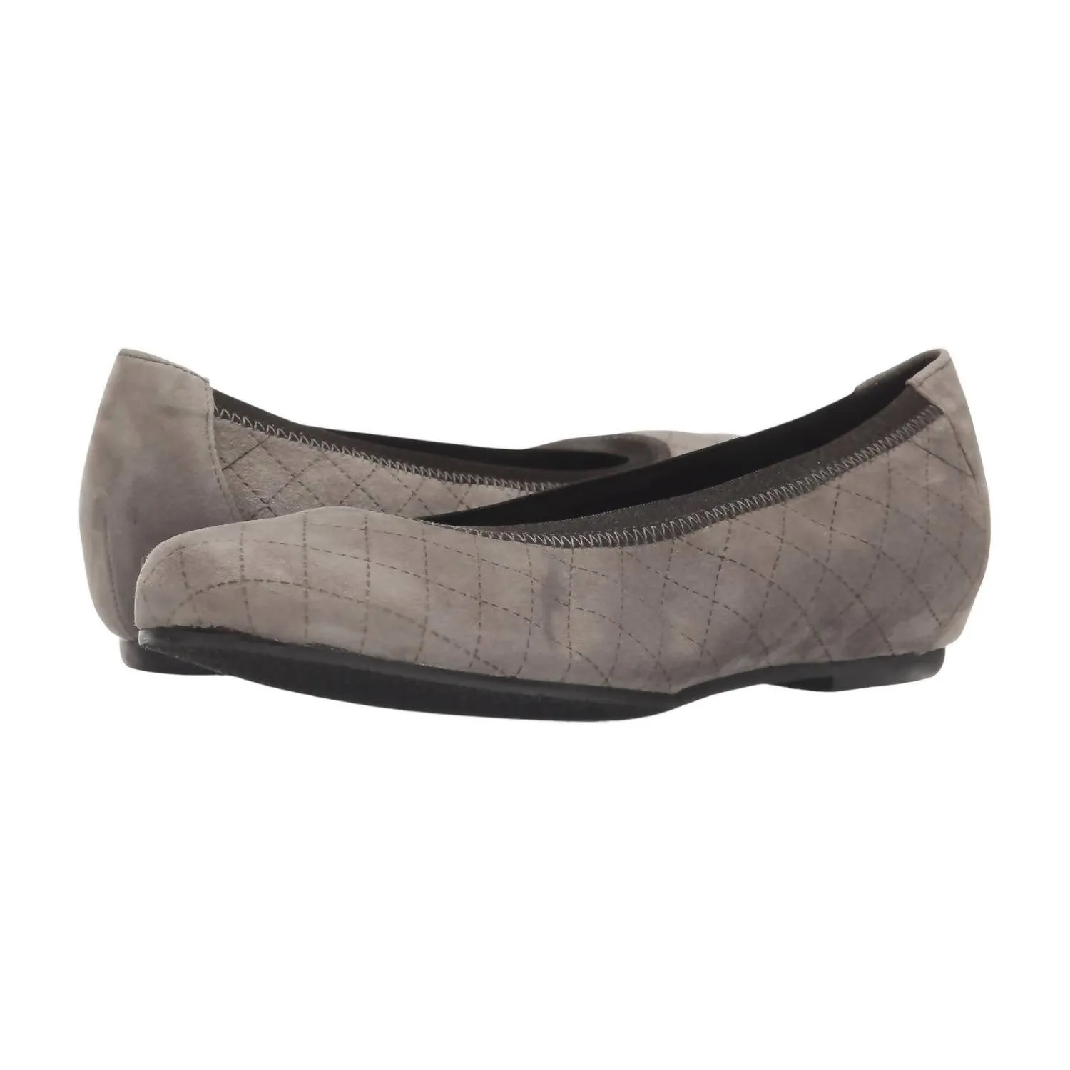 Women's Vicki Quilted Flat Shoe In Etched Tauple Suede