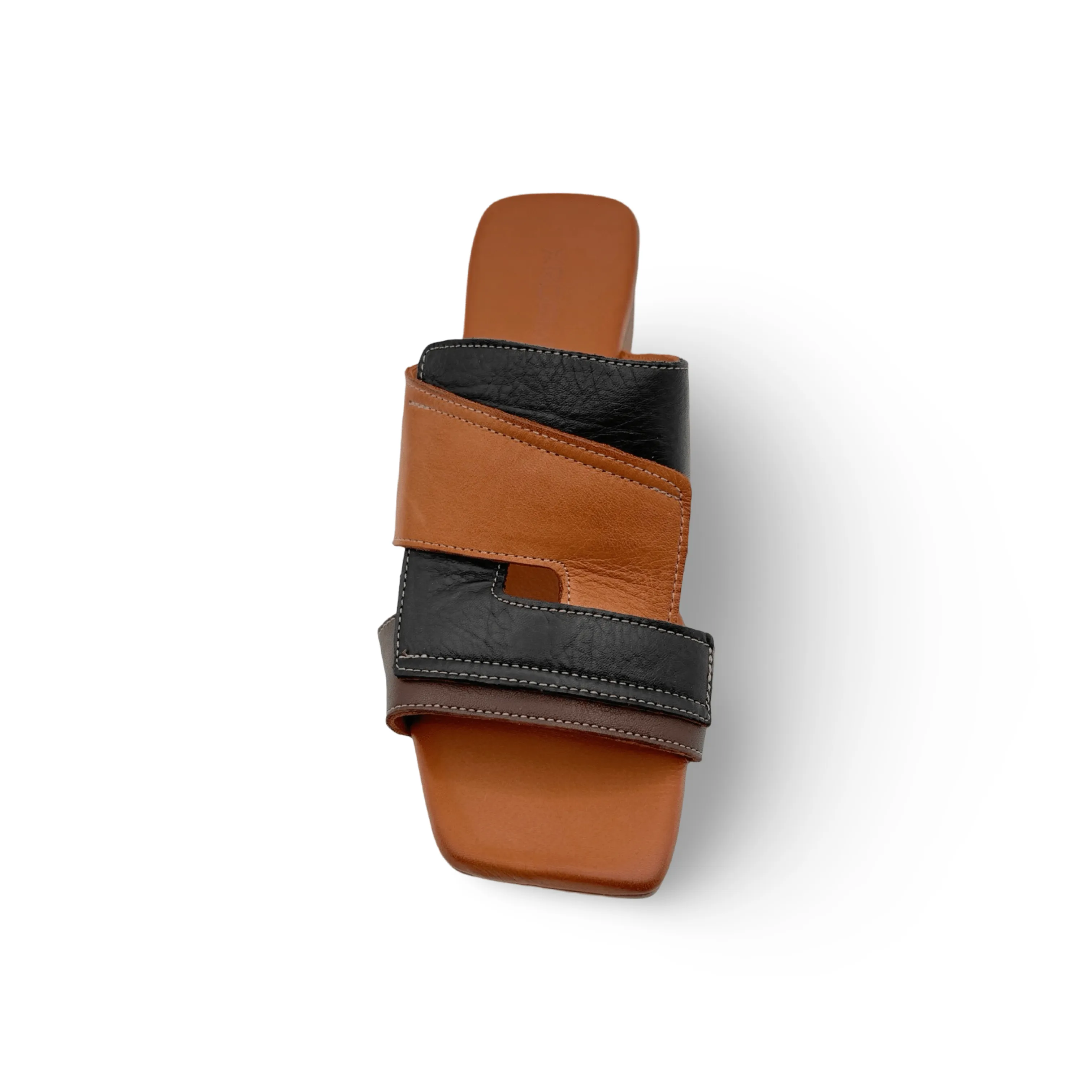 Xilo Black/Tan Leather Slide