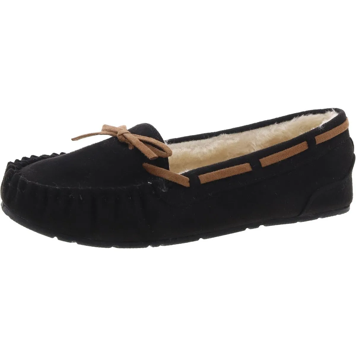 Yum Womens Faux Fur Lined Faux Suede Boat Shoes